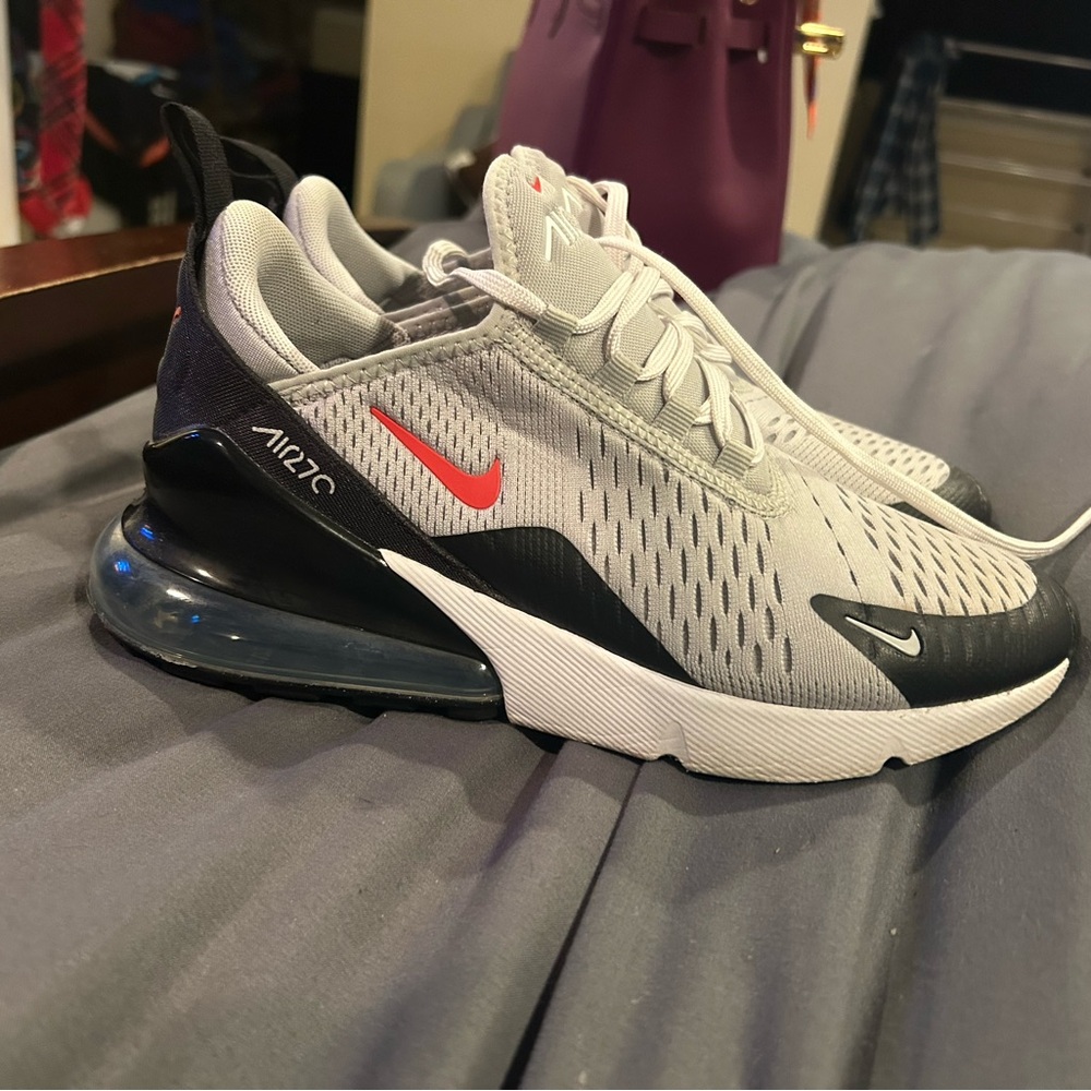 Nike Air Max 270 Gray and Black with Red Accents